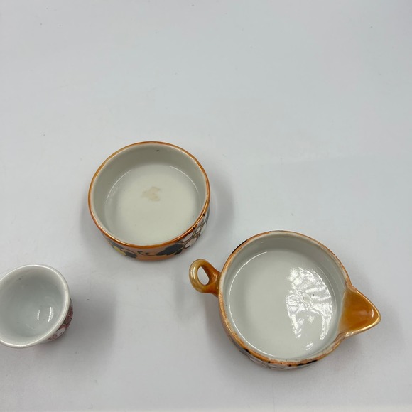 Vintage Ceramic Tea Set 3 Pieces Asian Pieces Hand Painted Look Stacking Pitcher - Picture 8 of 11